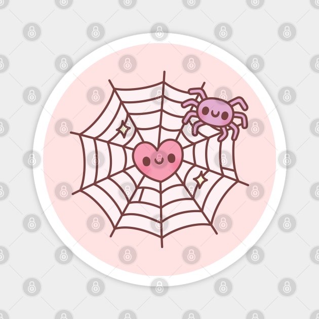 Cute Spider And Heart Caught In Spider Web Magnet by rustydoodle